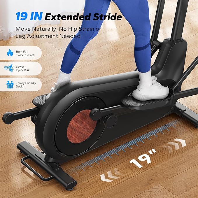 Merach Elliptical Machine, Elliptical Exercise Machine for Home with Hyper-Quiet Magnetic Drive System, Elliptical Training Machines with16.5-19IN Stride, Automatic Resistance, 400lbs Capacity