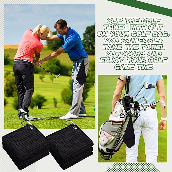 Batiyeer Golf Towels Bulk for Bags 16'' x 16'' Microfiber Waffle Pattern Golf Towel with Clipfor Mini Tournament, Club, Yoga, Fitness