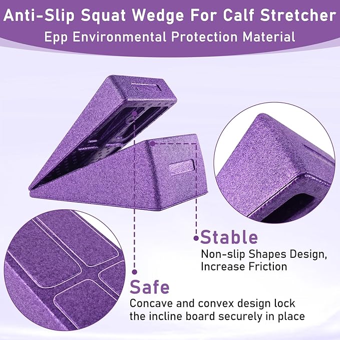 Slant Board Squat Wedge for Calf Stretching,3 Pcs 12" x 6.3" Foot Stretcher Balance Board for Plantar Fasciitis, Adjustable Foam Slant Board Wedge Great for Exercises