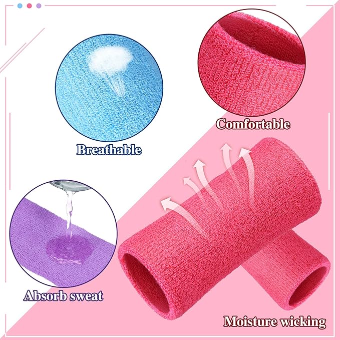WILLBOND 6 Inch Wrist Sweat Bands for Men Women Tennis Elastic Athletic Long Sweatband Wrist Absorbent for Basketball Tennis Running Outdoor Activity
