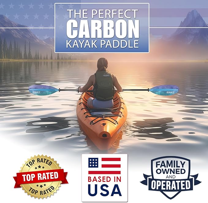 Best Marine and Outdoors Kayak Paddle, Carbon Fiber Shaft & Fiberglass Reinforced Polypropylene Blades, 220cm, 234cm, 250cm, Lightweight Kayak Paddles for Adults