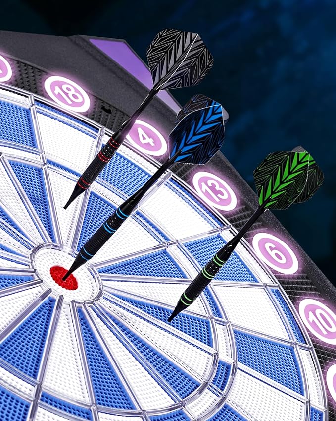 Electronic Dart Board with Bright Score Display, Multiple Games, and Durable Design-Perfect for Family Fun and Competitions-Includes Soft Tip with 12 Darts