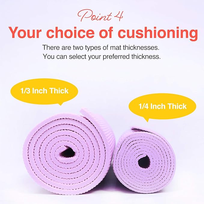 Yoga Mat with Carry Strap for Yoga Pilates Fitness and Floor Workout at Home and Gym Non-slip 9 colors