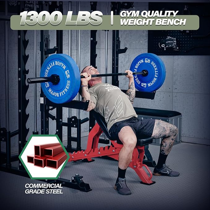 MAJOR FITNESS Weight Bench, Adjustable Workout Bench for Strength Training, Bench Press, and Full-Body Workouts for Home Garage Gym