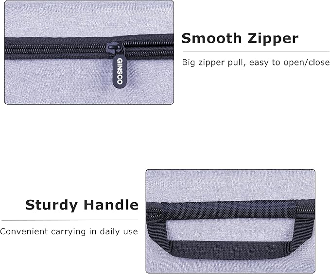 Ginsco Compact Hard Shell Case for Blood Pressure Monitor, Compatible with Omron Bronze/iHealth/Oklar, Portable Carrying Travel Case with Handle, Mesh Pocket for Cuff/Batteries/Charger (Gray, M)