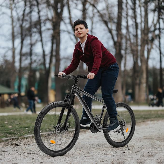 20 24 26 Inch Mountain Bike, 20 inch 7 Speeds Steel Kids Fat Tire Mountain Bike, 24 26 inch Aluminum Frame Boys Bike, Front Suspension Dual Disc Brake Teens Sport Bikes for Kids Boys Girls