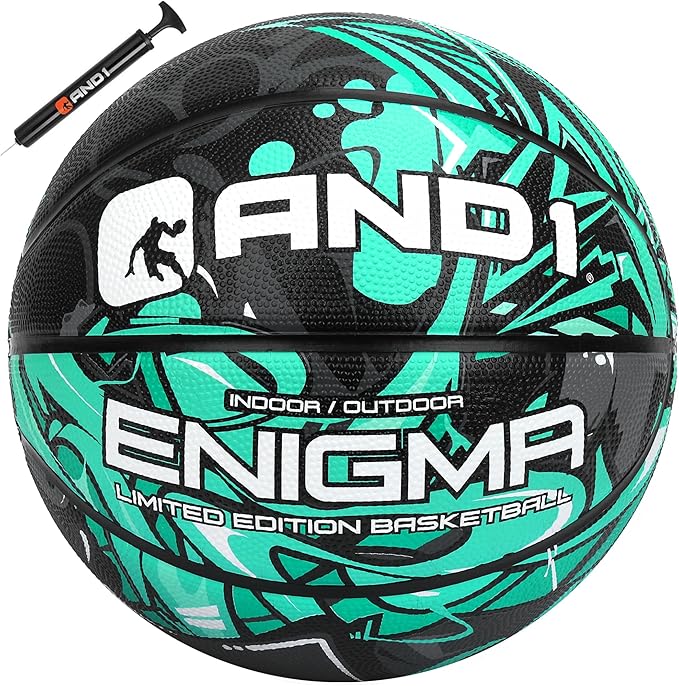 AND1 Enigma Basketball - Streetball for Indoor and Outdoor Use, Deep Channel Construction and Durability