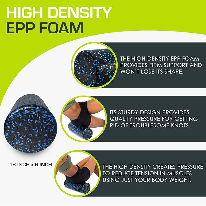 ProsourceFit High Density Foam Rollers 36 - inches Long,Firm Full Body Athletic Massage Tool for Back Stretching, Yoga, Pilates, Post Workout Muscle Recuperation
