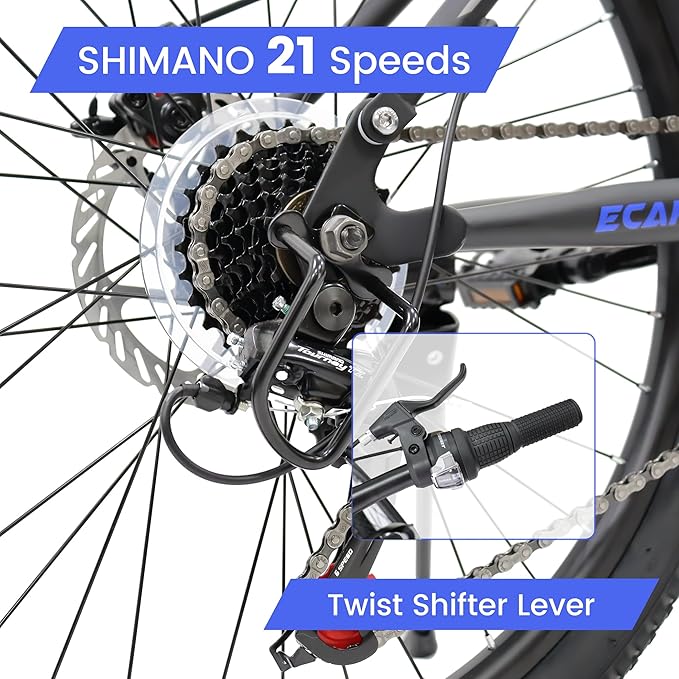 24/26/27.5 Inch Mountain Bike, Dual Full Suspension 21 Speed Womens Mens Mountain Bikes, Commuter Bike with Carbon Steel Frame and Dual Disc Brakes