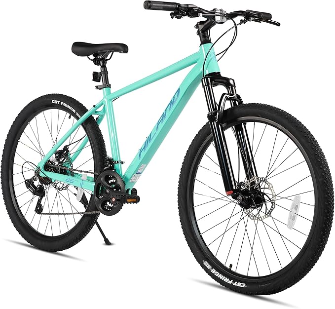 HILAND 26 Inch Mens and Womens Mountain Bike,21 Speed Mountain Bicycle with Dual Disc Brake, Front Suspension Fork, High Carbon Steel Frame Urban Commuter Bike for Adults