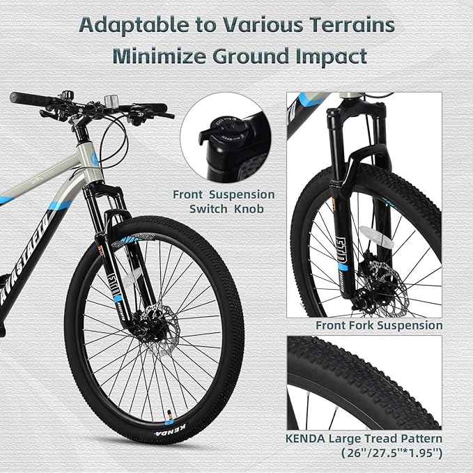 AVASTA Earth 26 27.5 inch Mountain Bike with 21-Speed,Aluminum Frame, Dual Disc Brake, Comfortable Saddle,Multiple Colors