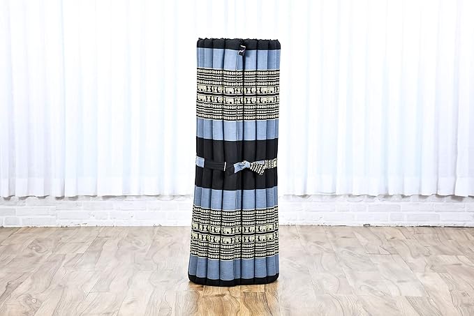 Leewadee - Foldable Floor Mattress - Japanese Roll Up Futon -Trifold Tatami Mat- Guest Floor Bed - Camping Mattress - Thai Massage Mat, Kapok Filled, 75 x 39 inches, Blue