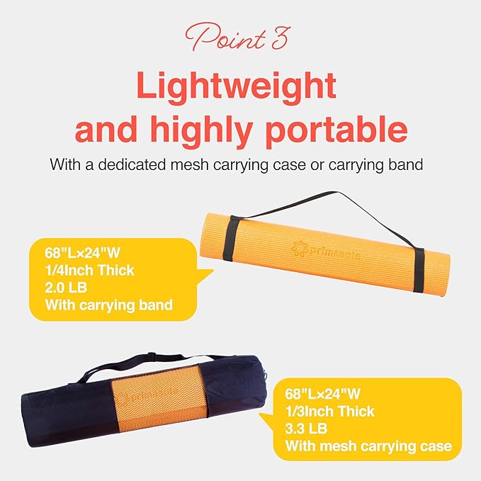 Yoga Mat with Carry Strap for Yoga Pilates Fitness and Floor Workout at Home and Gym Non-slip 9 colors