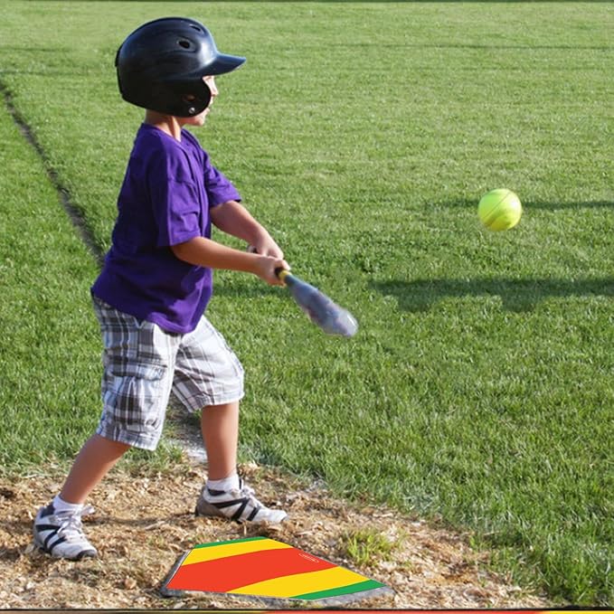 Baseball Home Plate - 17" Tri-Color Blended Rubber Mat for Pitching & Hitting Practice,Softball Training | 0.6lbs Lightweight,Portable Design with Carry Bag,All-Weather Baseball Bases