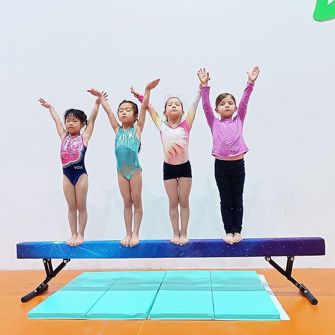 Adjustable Balance Beam Gymnastics Beam 8 FT Adjustable Height Beams for Kids, High and Low Floor Beams,Gymnastics Equipment for Kids Adults Training at Home and Gym Center