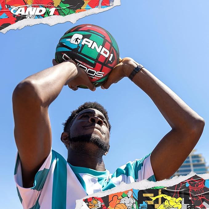 AND1 Chaos Basketball: Official Regulation Size 7 (29.5 inches) Rubber - Deep Channel Construction Streetball, Made for Indoor Outdoor Basketball Games