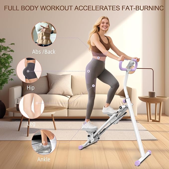 Stair Stepper for Home, Folding Vertical Climber Workout Machine for Full-Body Exercise Stair Stepper with Stable Frame Adjustable Handlebar & Pedals
