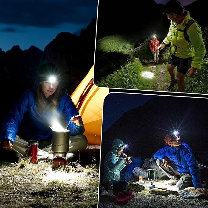 LED Headlamp Rechargeable 2Pack, 99000 Lumens Bright Head Lamp, 90° Adjustable Head Lights for Forehead with 3 Modes, Long Runtime & Waterproof Headlamps for Adults Camping Hiking