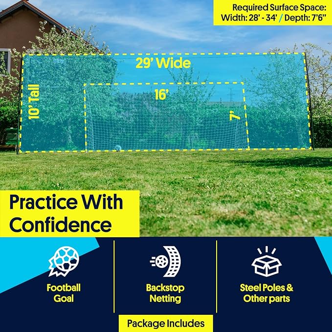 Soccer Goals & Soccer Backstop Net with Rebounder - All-in-One Backyard Net - Sports & Outdoors Soccer Goal for Volley, Passing, Solo Training