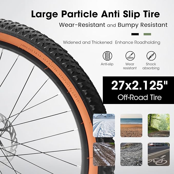 Mountain Bike 27.5 Inch Wheels, 21-Speed Mens Womens Trail Commuter City Mountain Bike,High Carbon Steel Frame Disc Brakes Thumb Shifter Front Fork Bicycles