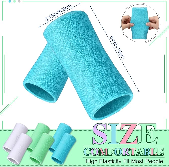 WILLBOND 6 Inch Wrist Sweat Bands for Men Women Tennis Elastic Athletic Long Sweatband Wrist Absorbent for Basketball Tennis Running Outdoor Activity