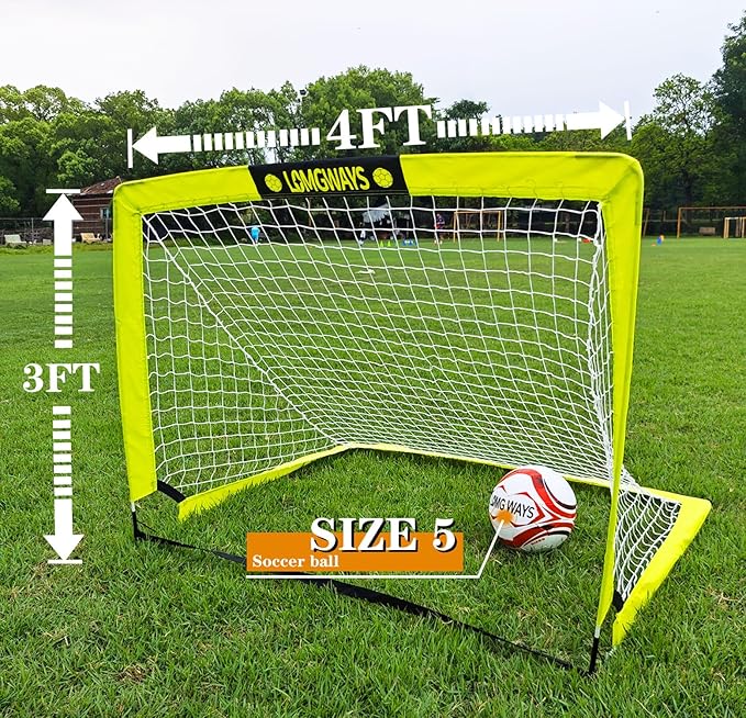 Soccer Goal – Foldable Frame Net for Kids + Youth – Indoor + Outdoor Soccer Goal with Carry Bag – Easy Setup – Multiple Sizes for Practice & Games