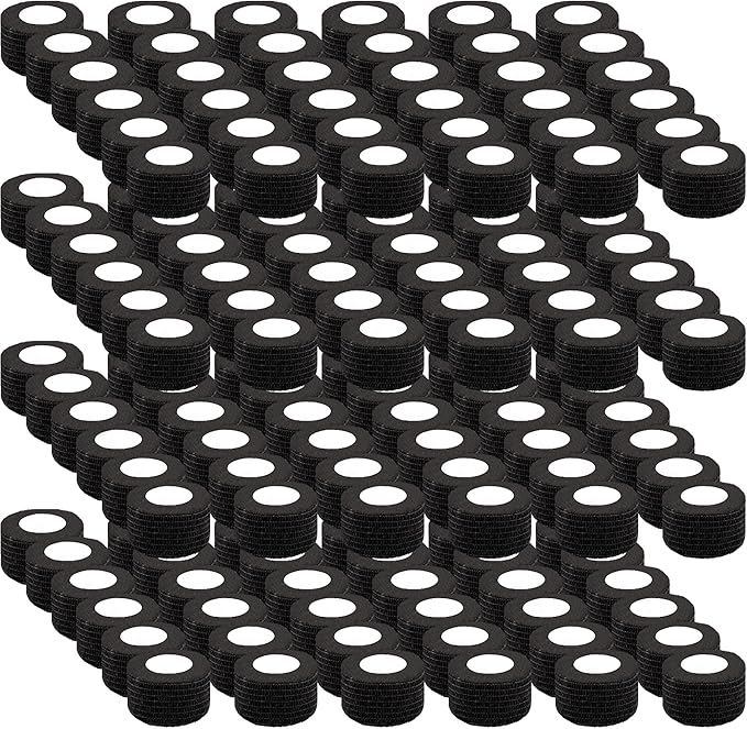 BQTQ 144 Rolls Self Adhesive Bandage Wrap 1 Inch Black Self Adherent Wrap Tape Sticky Bandage Athletic Wrap Self Adhesive Wrap for Sports Vet Wrist Ankle Sprains