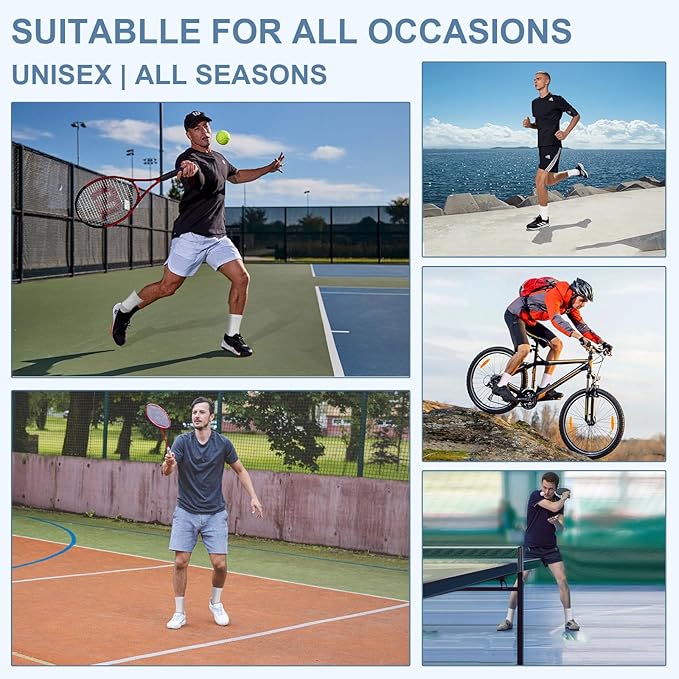 6-Pair Cushion Sports Socks Men Women Tennis Sock Ankle-support for Basketball Baseball Running Hiking Padel..