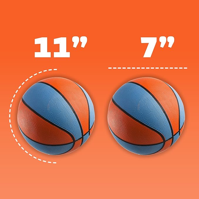 Rubber Mini Basketballs 7 Inch, Size 3 (Pack of 4) - Pool Basketball for Kids in Assorted Colors Indoor & Outdoor, Boys & Girls, for Small Hoops, Game Prizes, Arcade Games, with Pump