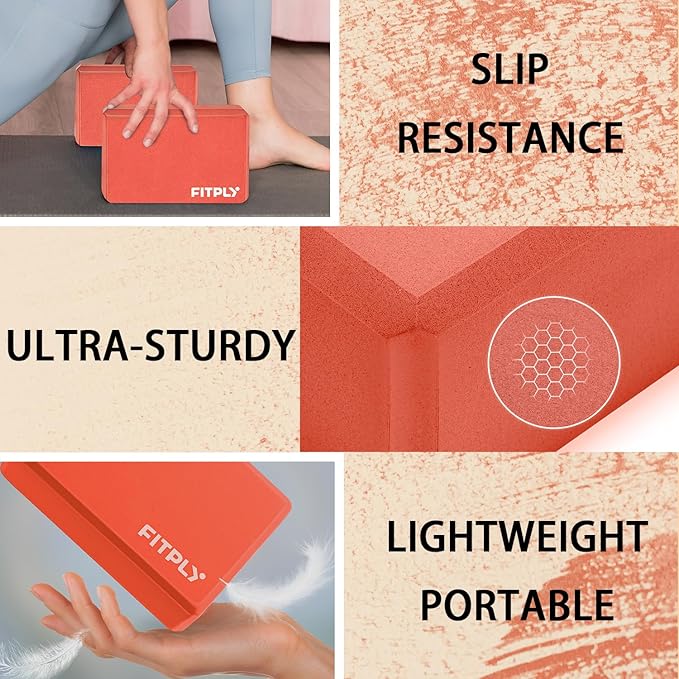 Yoga Blocks 2 Pack - Non-Slip Yoga Brick & Foam Blocks Yoga Set, High-Density Pilates Block for Stretching, Meditation, and Exercise Blocks Foam, Ideal for Deep Poses
