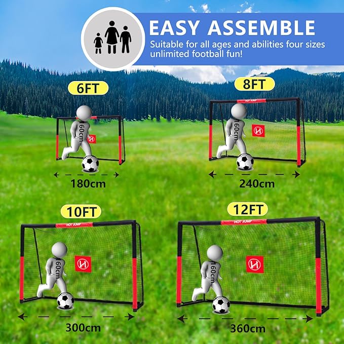 Soccer Goal for Backyard,6x4/8x5/10x6.5/12x6.5ft Metal Soccer, Soccer Goal for Kids 8-12, Soccer net with Zipper Design, Easy Assemble, Weatherproof Foam Padded Goal Post, Adults