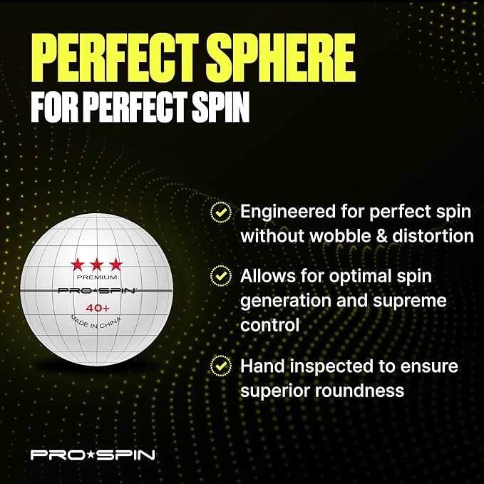PRO SPIN 3-Star Ping Pong Balls – Professional White 40+ Table Tennis Balls | 3-Star Premium 40 Training & Competition Balls | Bulk, 10-Pack, and 3-Pack Options for Elite Players