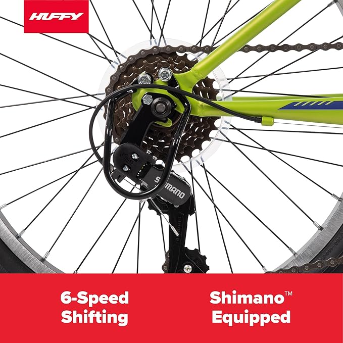 Huffy Stone Mountain Hardtail Mountain Bike for Boys/Girls/Men/Women, 20"/24"/26" Sizes, 6 or 21 Speed Shimano Twist Shifting, Front or Dual Suspension, Comfort Saddle, Sleek Colors