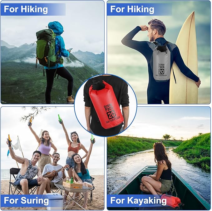 Waterproof Dry Bag, 30L Fit for Women Men Water Proof Bags Lightweight Dry Storage Floating Backpack with Whistle for Travel Boating Kayaking (Sky Blue Camouflage)