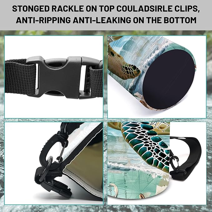 Waterproof Dry Bag,Sea Turtle Starfish Nautical Small Waterproof Backpack 2L/5L/10L/20L/30L/40L Floating Lightweight Bags for Kayaking, Boating, Fishing, Swimming Camping with Waterproof Phone Case