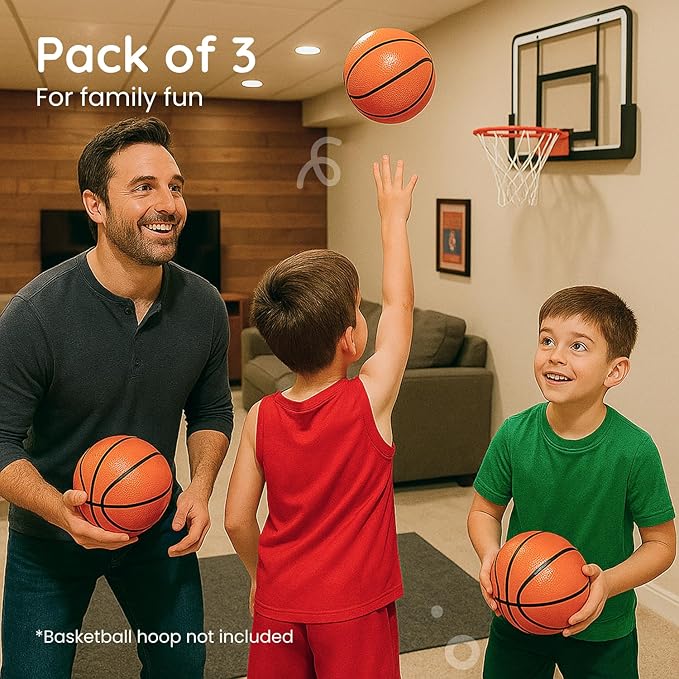 Botabee 5-Inch Mini Basketball Balls Set of 3 - Ideally Sized for Boys, Toddlers, and Mini Hoop Enthusiasts - Versatile for Indoor or Outdoor Play - Exciting Toy for Endless Games - Orange and Black