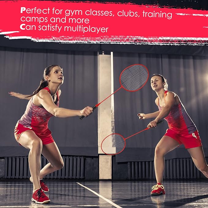 Wettarn 12 Pcs Badminton Rackets Bulk with 18 Nylon Badmintons, Shuttle Set for Adults Teenagers Youth Beginners Advanced Player Backyard Gym Beach Outdoor
