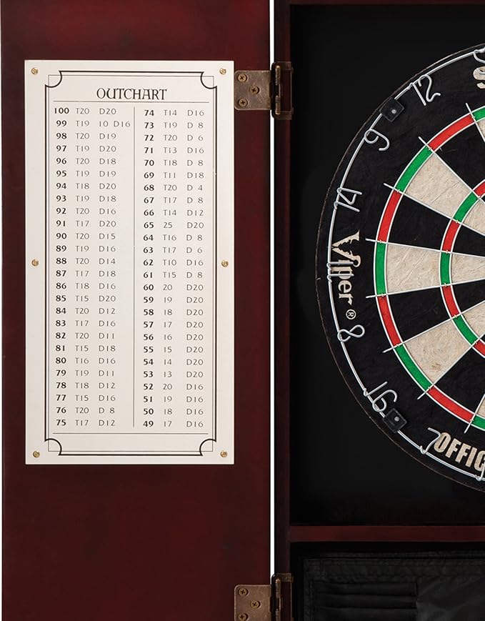Viper by GLD Products Metropolitan Solid Wood Cabinet & Sisal/Bristle Dartboard Play-Ready Bundle