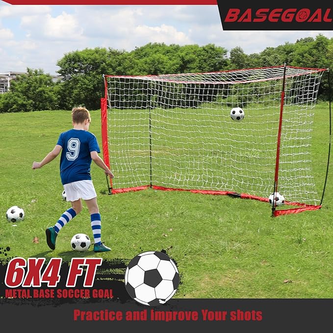 Soccer Goal,Soccer Net,Soccer Goals for Backyard,with Bow Frame,Collapsible Metal Base and Agility Ladder