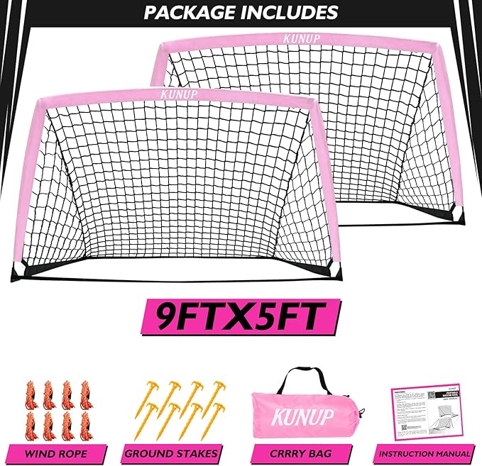 2 of 5×3 6x4 9x5 FT Portable Kids Soccer Goals Set, Foldable Soccer Practice Nets for Backyard with Carrying Bag for Toddler Youth Pop Up Soccer Training Equipment Indoor Outdoor Sports Game Gift
