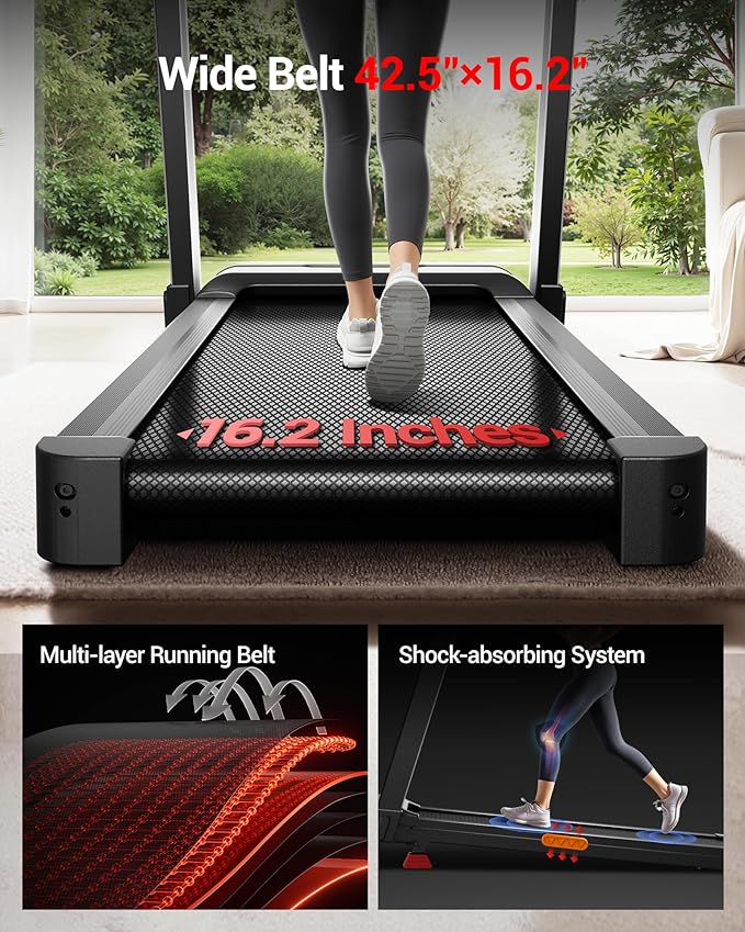 UMAY Fitness Treadmill with Incline, Foldable Compact Treadmills for Home with Pulse Sensors, Max 300/400 LBS Capacity, 3.0/3.5HP Quiet Brushless, Max 8.7 MPH