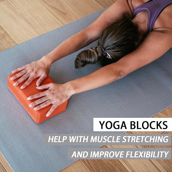 Yoga Blocks 2 Pack - Non-Slip Yoga Brick & Foam Blocks Yoga Set, High-Density Pilates Block for Stretching, Meditation, and Exercise Blocks Foam, Ideal for Deep Poses