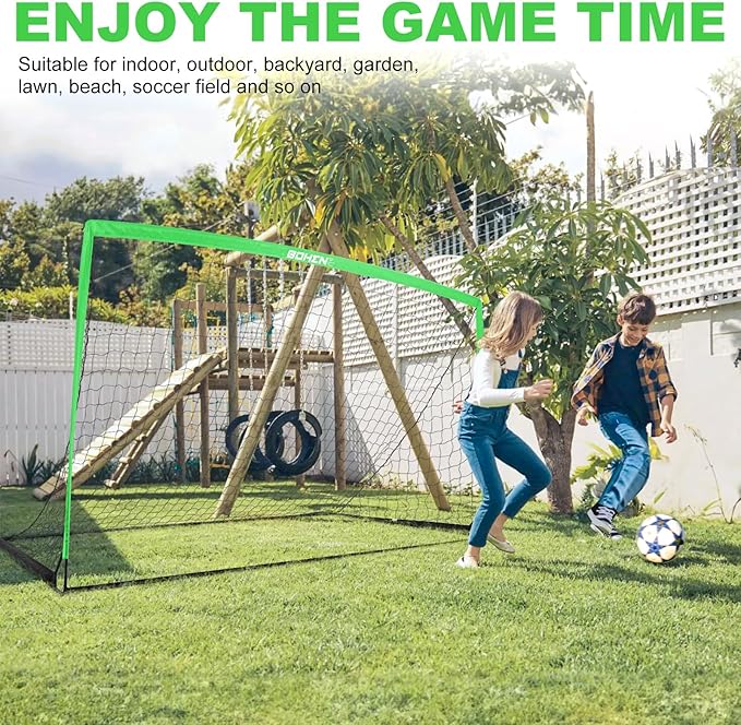 BOHEN 11x5.5 FT/9x5 FT/6x4 FT Portable Metal Soccer Goal for Backyard with Carry Bag - Fun for Outdoor Indoor Training Games for Kids and Adult, Easy Storage and Transportation