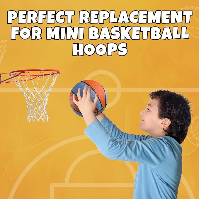 Rubber Mini Basketballs 7 Inch, Size 3 (Pack of 4) - Pool Basketball for Kids in Assorted Colors Indoor & Outdoor, Boys & Girls, for Small Hoops, Game Prizes, Arcade Games, with Pump