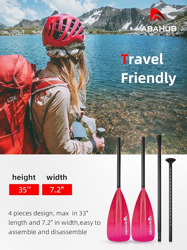 Abahub SUP Paddle - 3 Piece Adjustable Paddles - Lightweight Stand-up Paddle Oars for Paddleboard, Adjustable Aluminum Alloy Shaft 68" - 84", Black/Blue/Green/Orange/Red/Yellow Plastic Nylon Blade