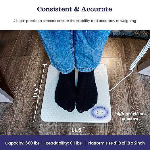 Medical Scale - Heavy Duty 660 lb High Capacity Wrestling Scale for Body Weight with Easy to Read LCD Display Physician Scale, Professional Medical Grade Scale for Doctor Home Gym Office