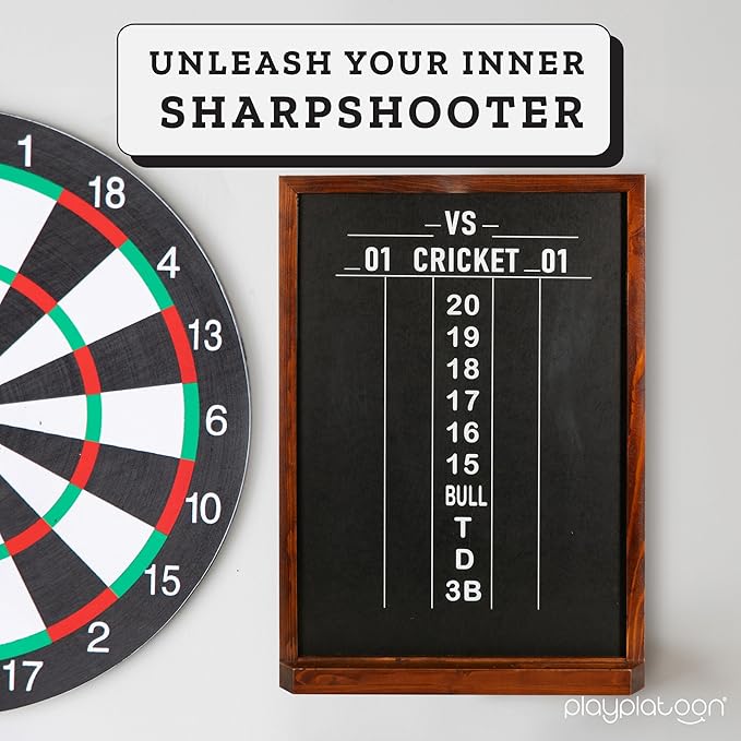 Play Platoon Dart Scoreboard & Darts Holder Wall Mount with Bottle Opener - Wood Score Board, Professional Darts Accessories, Dart Holder