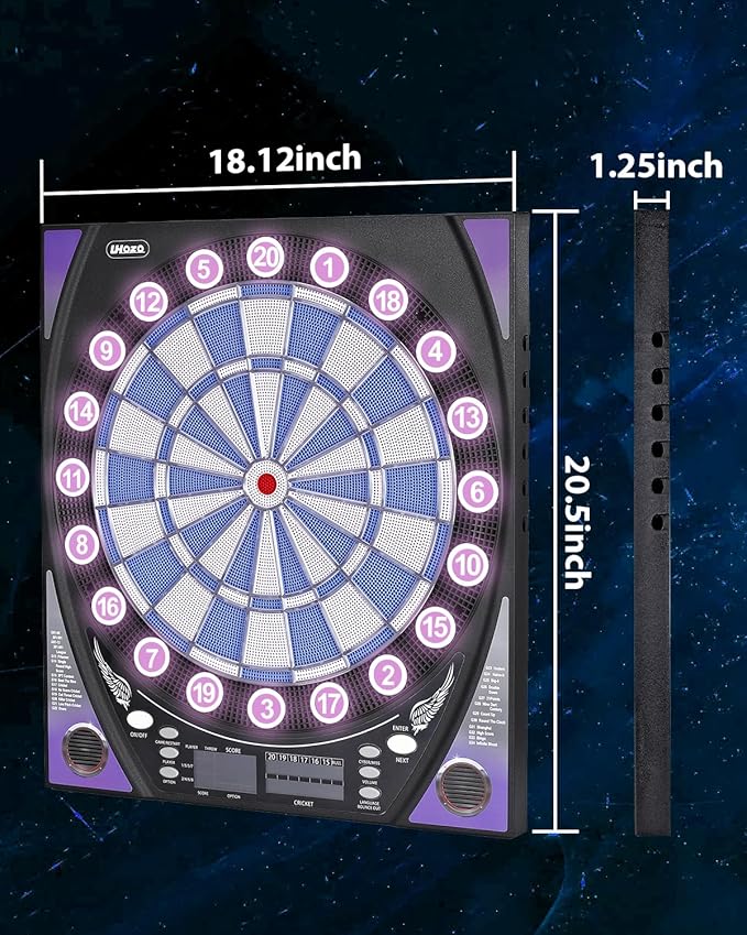Electronic Dart Board with Bright Score Display, Multiple Games, and Durable Design-Perfect for Family Fun and Competitions-Includes Soft Tip with 12 Darts
