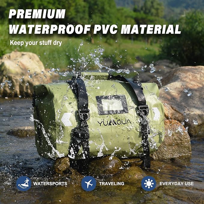 Waterproof Duffel Bag, Large Duffle Bag for Travel Heavy Duty Dry Bag with Durable Strap & Handle for Outdoor Motorcycle Boating Rafting Kayaking Paddleboarding