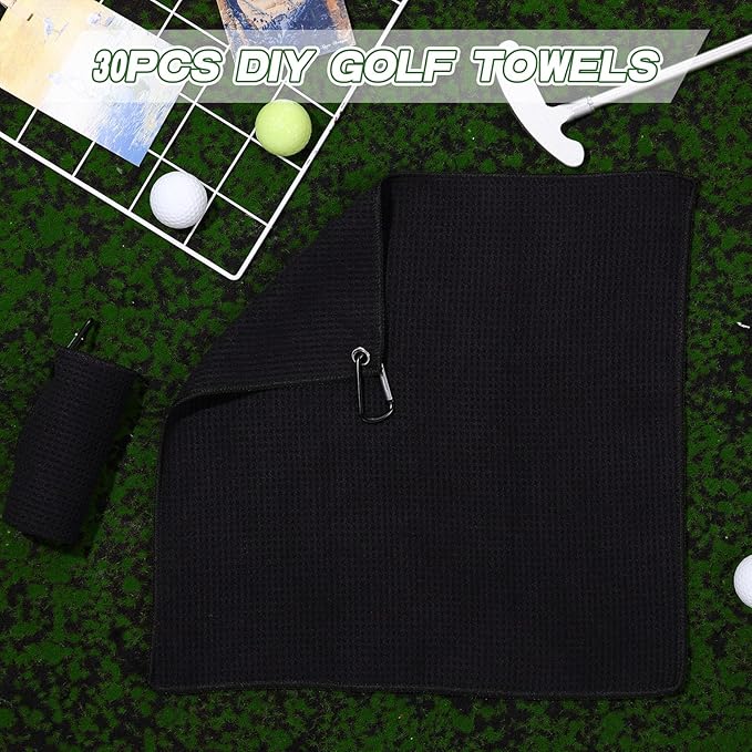 Batiyeer Golf Towels Bulk for Bags 16'' x 16'' Microfiber Waffle Pattern Golf Towel with Clipfor Mini Tournament, Club, Yoga, Fitness